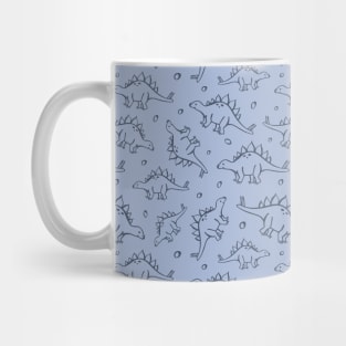 Cute Dinosaur Pattern Stegosaurus Dino Print Blue Mug